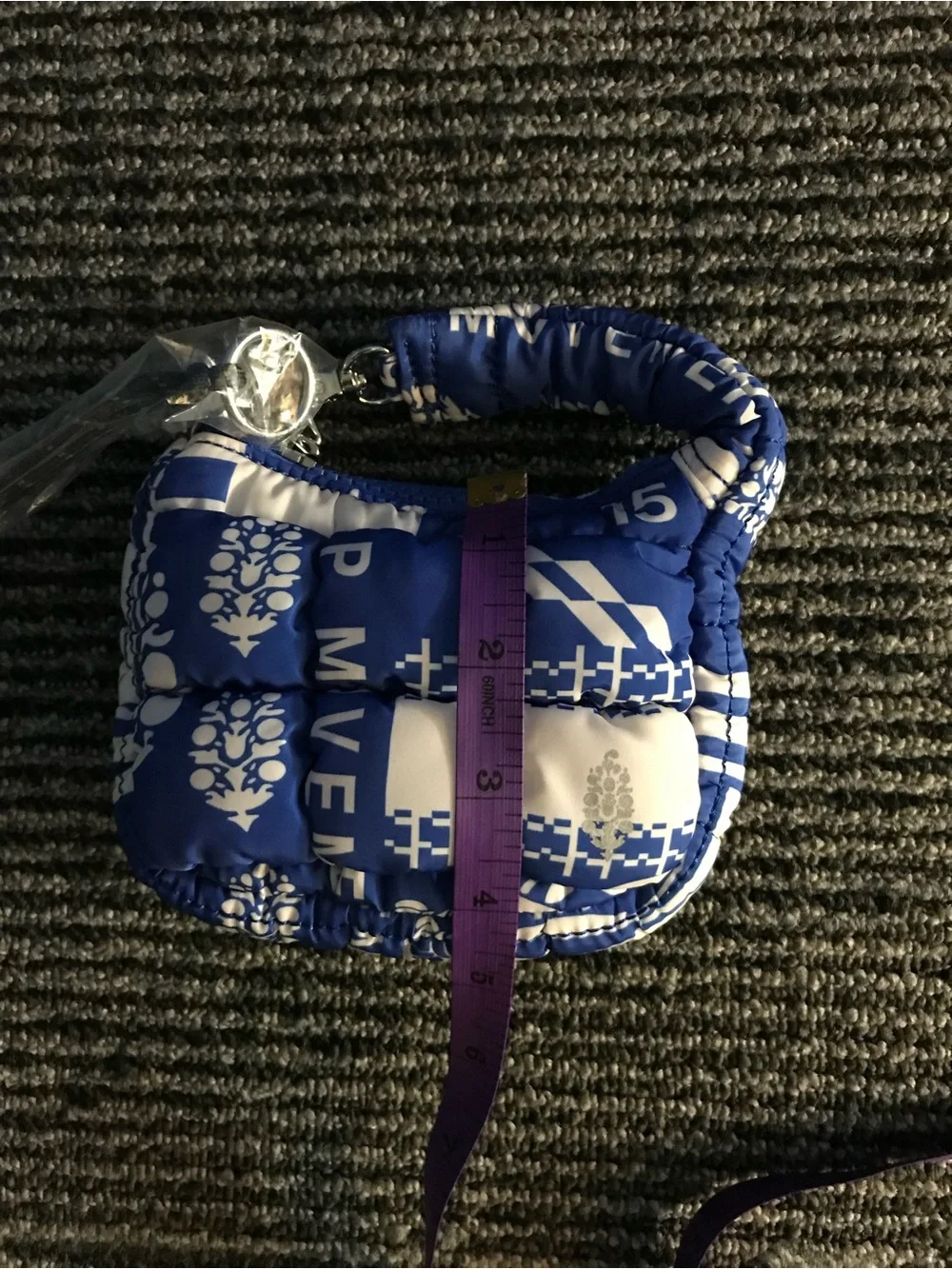 FP Movement by Free People Blue and White Quilted Mini Top-Handle Bag